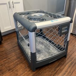 Diggs Revol Dog Crate (Collapsible, Portable, Travel Kennel) for Small Dogs and Puppies (Grey)