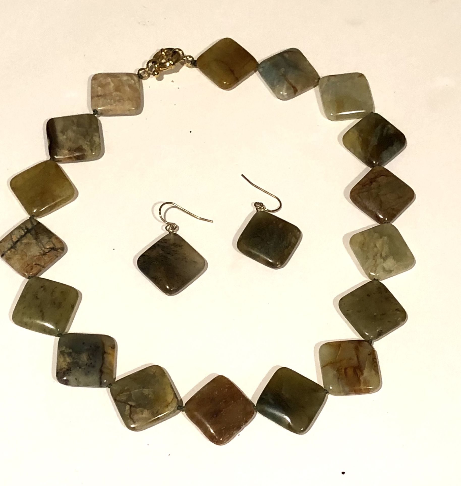 Agate Stone Choker Necklace & Earrings