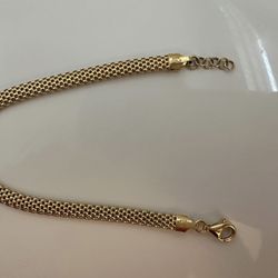 18K Gold Over Sterling Silver Italian 5mm Mesh Link Chain Bracelet Stamped