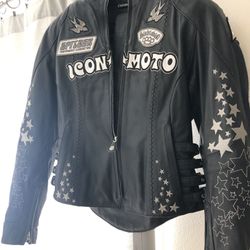 ICON MOTO - women’s leather jacket . Size small