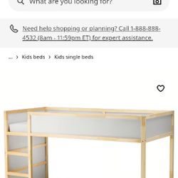 Used Kid's Wooden Convertible Bed From Ikea