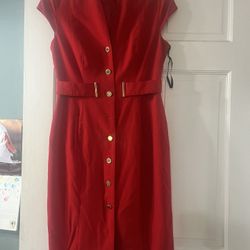Red Women Dress Calvin Klein