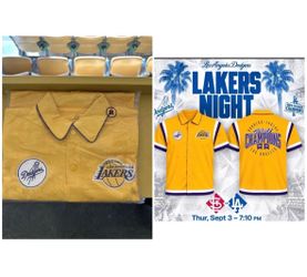LA Dodgers Lakers Night Warm Up Jacket Size M SGA 9/4/26 World Series Champs