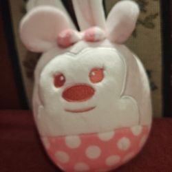 EASTER HALLMARK DISNEY "FLUFFBALLS" PINK  BUNNY RABBIT MINNIE MOUSE PLUSH TOY APROX 5"INCHES