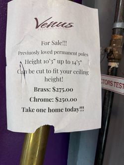 Used stainless steel and Brass Permanent Dance Pole