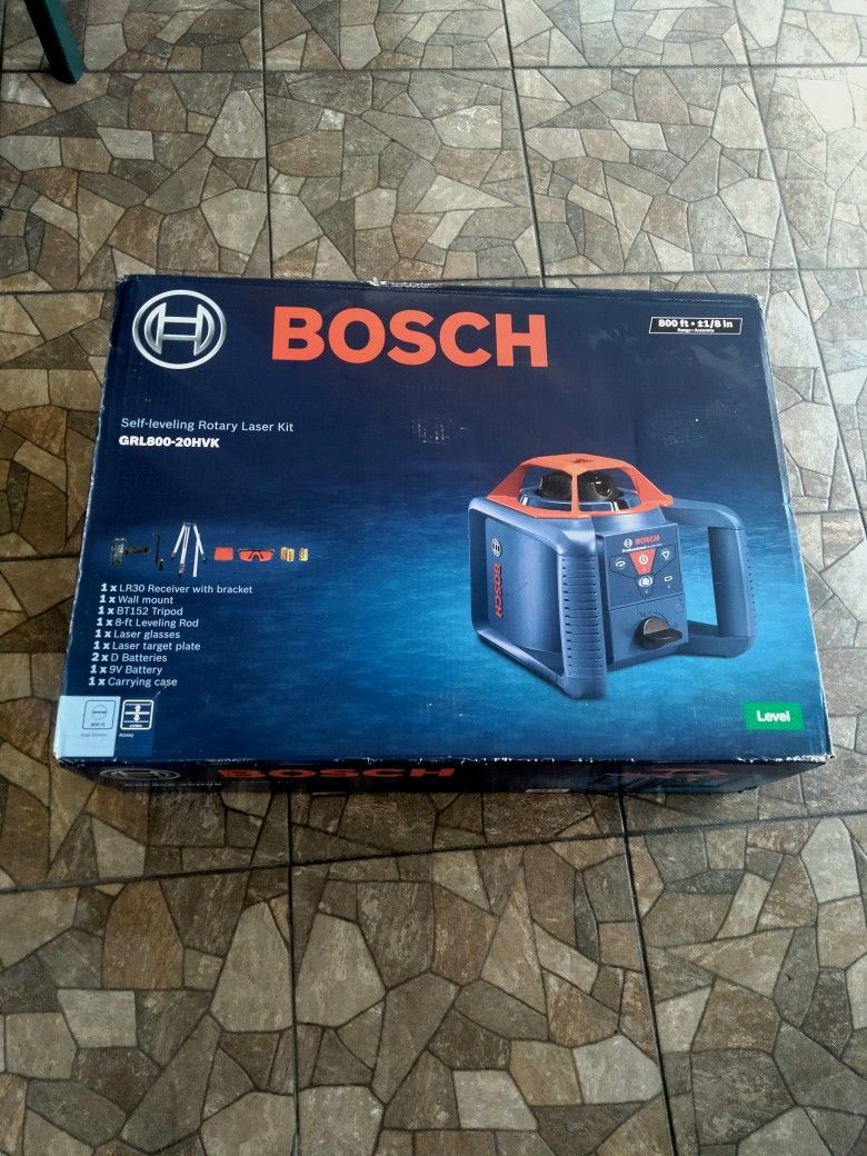 Bosch 800 Ft Rotary Laser Level Complete Kit Self Leveling With Hard Carrying Case New