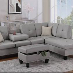 BRAND NEW 3PCS SECTIONAL SOFA SET WITH OTTOMAN AND ACCENT PILOWS INCLUDED $379