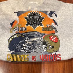 Vintage San Diego Chargers Vs San Francisco 49’ers Super Bowl Sweatshirt Size Large 
