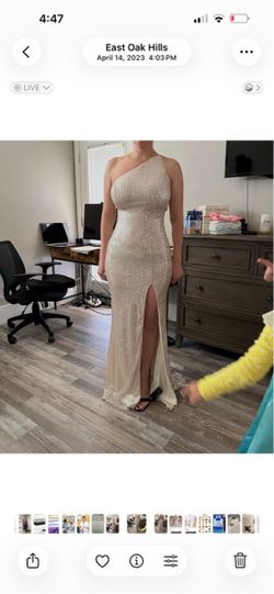 champagne/ivory sequin evening gown
