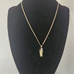 14k Gold chain with san judas pendant 