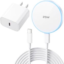 MagSafe Charger 25W Magnetic Wireless Charger Charging Pad with 30W Adapter 30W USB C adapter and 4.2FT Type C cable, compatible with iPhone 17/16/15/