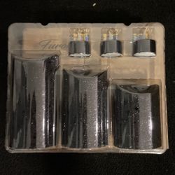 6 Pack Electric Candles Black Glittery