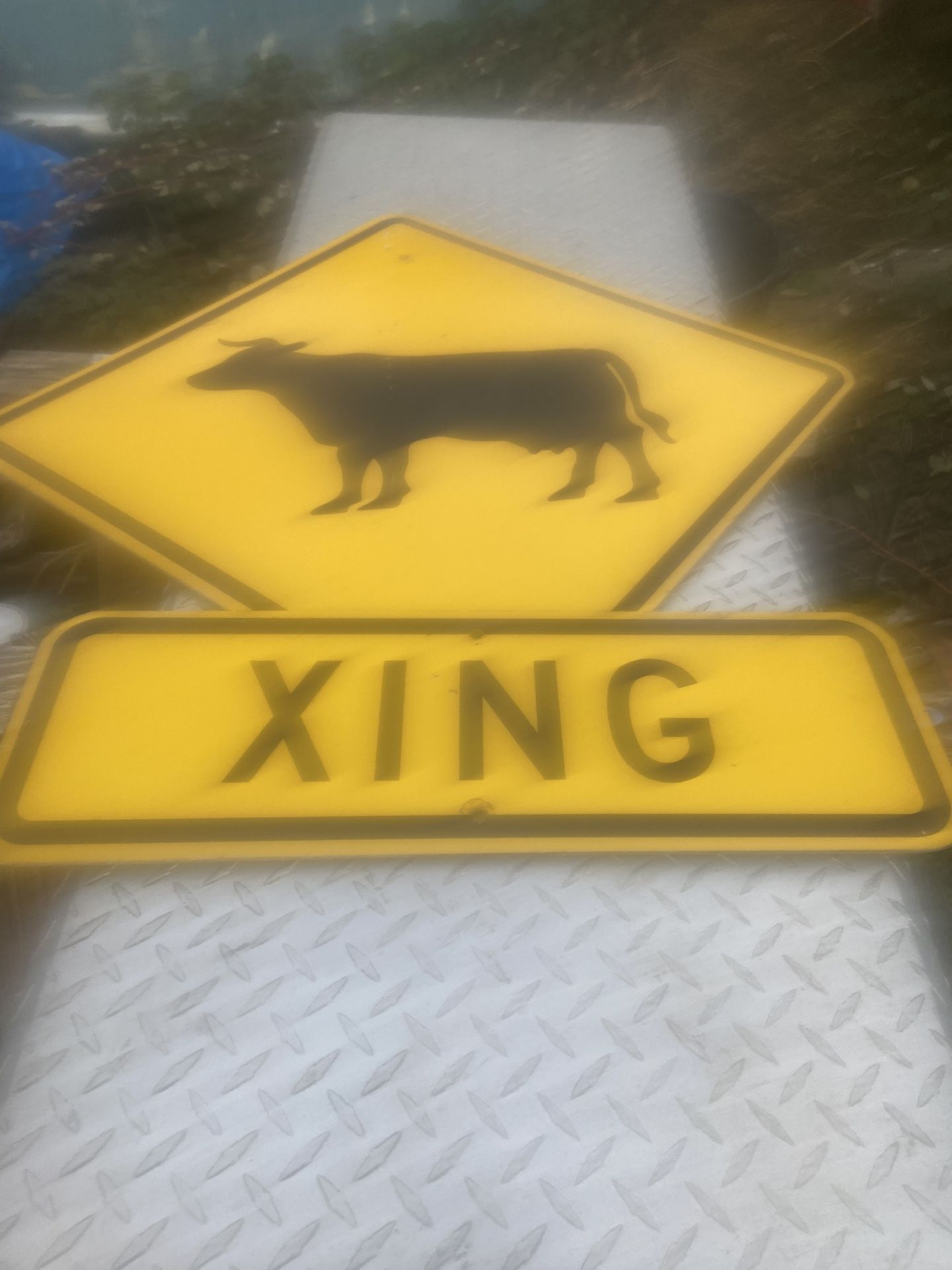 Vintage Cattle crossing sign