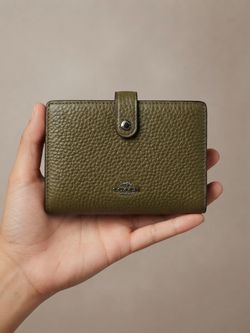 Coach 2-in-1 Wallet in Gunmetal/Olive / Pebble Leather (NEW)