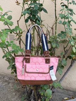 Chaps Montauk Pink Canvas Handbags