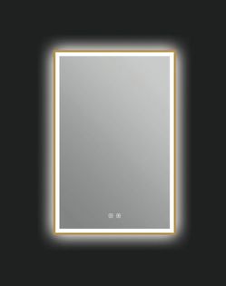 ICO Bath Eden 24" W x 36" H Modern Rectangular Aluminum Framed Bathroom Wall Mirror with Light
