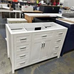 Assess New 47" Solid Wood Frame Bathroom Vanity Base Only Cabinet with Soft-Closing Drawers Doors