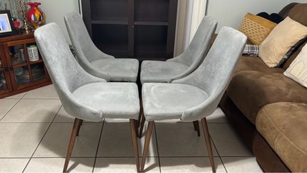 Set of 4 Gray Upholstered Dining Chairs