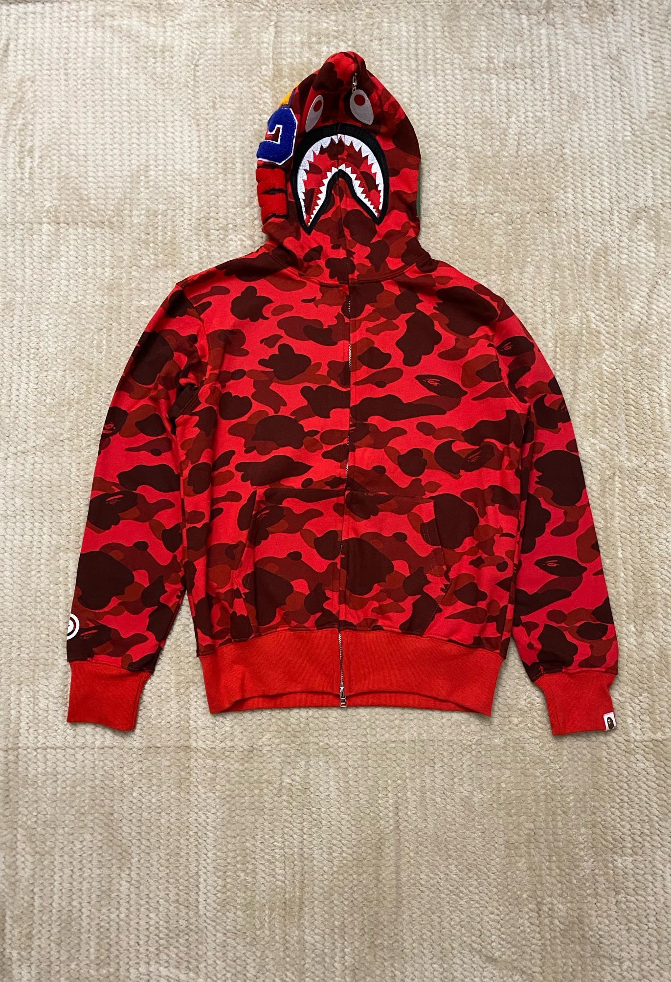 RED BAPE CAMO SHARK BATHING APE HOODIE