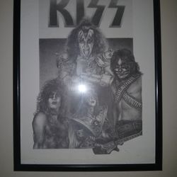 Kiss Pencil Art Print Paul Stanley, Gene Simmons, Ace Frehley, And Peter Criss 