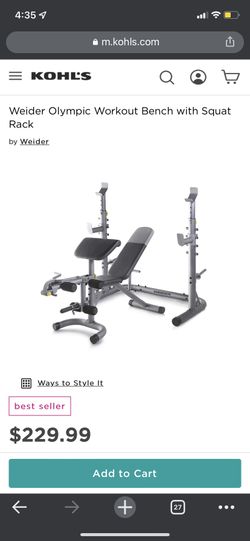 Weider olympic workout bench online with squat rack kohls