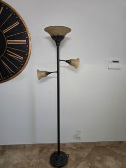 3-Light Torchiere Floor Lamp Bronze Finish