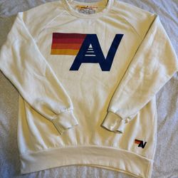 Aviator Nation Size Medium Logo Sweatshirt Vintage White Used