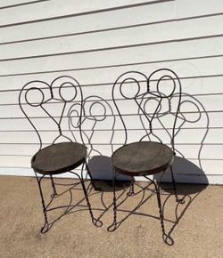 Vintage 1950’s Ice Cream Parlor Heart Shaped Chairs Set of 2