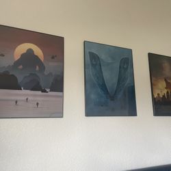 Godzilla, Mothra, &Kingkong poster frame set