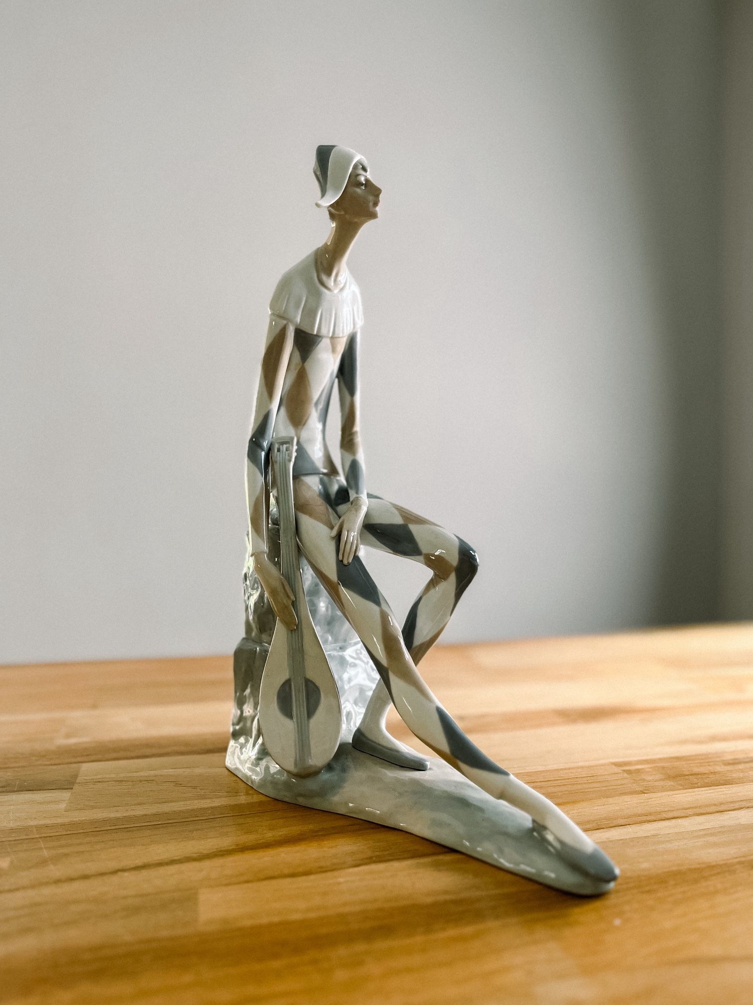Lladro - Sad Harlequin with Mandolin Figurine