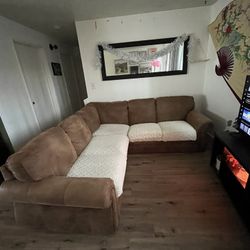 Brown Sectional Couch( With Couch Covers)