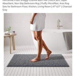 MAYSHINE Plush Shaggy Chenille Bath Mat | Extra Soft, Super Absorbent, Non-Slip Bathroom Rug | Fluffy Microfiber, Area Rug Sets for Bathroom Floor, Ki