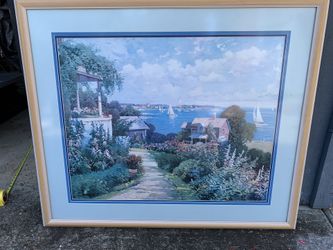 Beach scene picture with frame