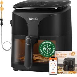 Tastee Ceramic Air Fryer, 8-in-1 Compact 5.5QT AirFryers, 450°F Digital Airfryer Dehydrator with Smart Probe, 24 Presets One-touch Cooking, In-app Rec