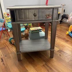 Grey/silver Mirror Nightstand 