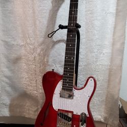 GLARRY 39" GTL Semi-Hollow Electric Guitar for Music Lover, HS Pickups Rosewood Fingerboard with gigbag (Transparent Wine Red)