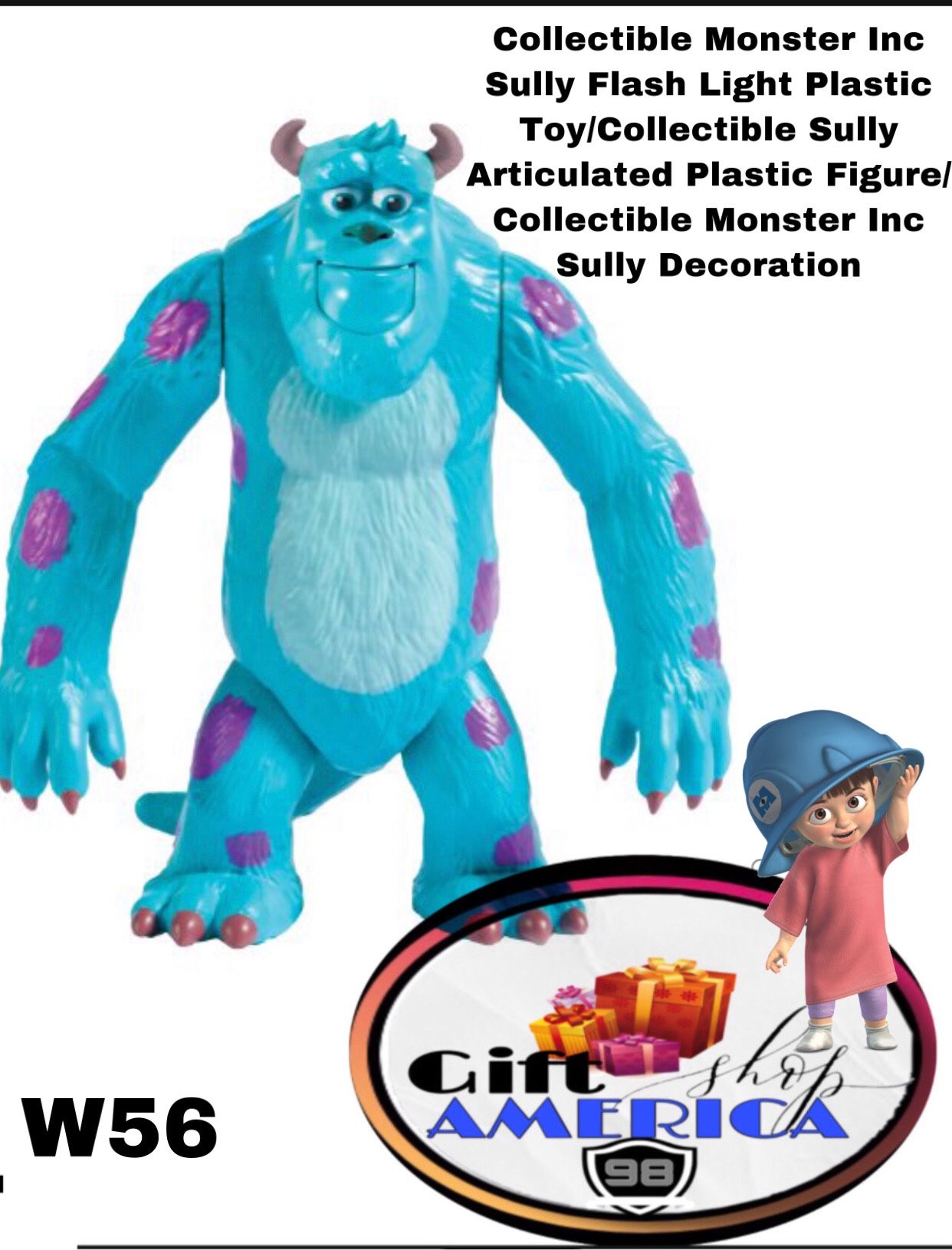 Collectible Monster Inc Sully Flash Light Plastic Toy/Collectible Sully Articulated Plastic Figure/Collectible Monster Inc Sully Decoration W56