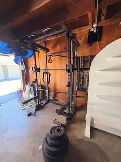 Black Power Rack with Cable Pulley System