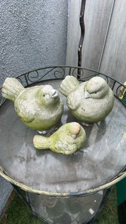 Set of 3 Ceramic Bird Garden Figurines