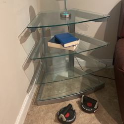 Heavy metal glass shelves