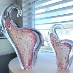 Murano Glass Elephant Sculpture – Pink Sommerso Crystal
