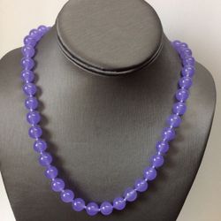 Beautiful Natural 10mm Lavender Jade 20” Round Gemstone Necklace  SG-0041