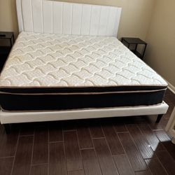 King Sized Mattress, Bed Frame, And Tables