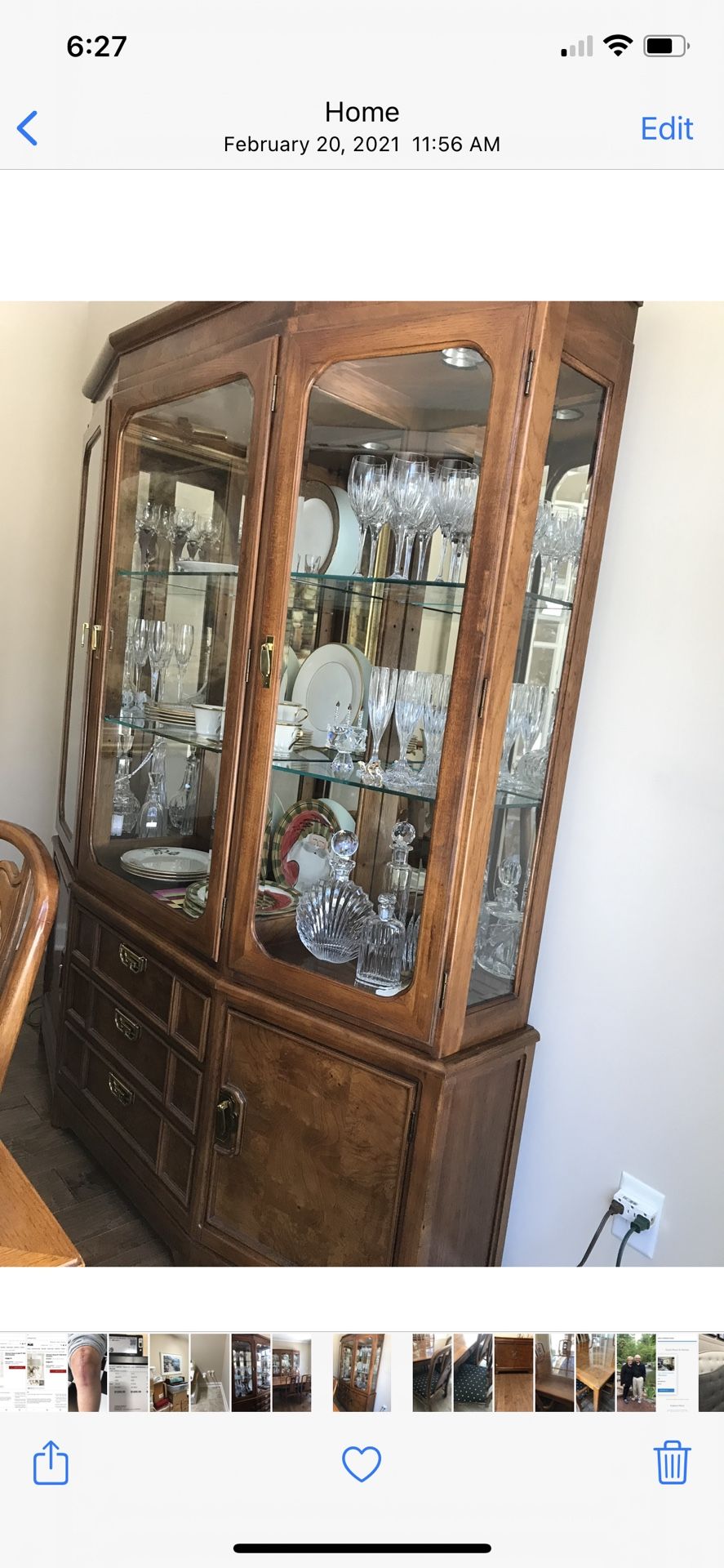 2 Piece Lighted Mirrored China Cabinet