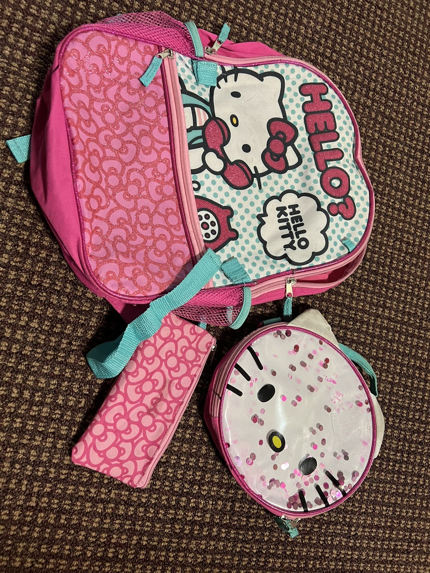Hello Kitty 3pc School Girl Backpack, Lunch Bag And Pencil Case