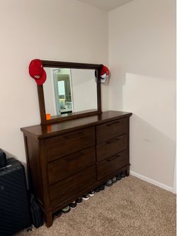 King size bed frame - dresser/mirror - nightstand -$700/obo
