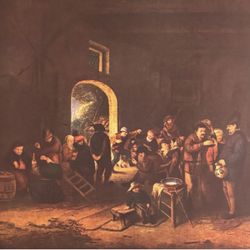 PEASANTS DANCING, 1652 Adriaen van Ostade Fine Dutch Art Print Vintage Original Antique Collectible