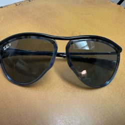 RAY-BAN OLYMPIAN AVIATOR POLARIZED SUNGLASSES w/CASE HAVANA BLUE