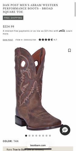 Boot Barn Dan Post Men’s Abram Western Performance Boots