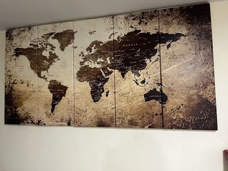 World Map Multi-Panel Canvas Wall Art